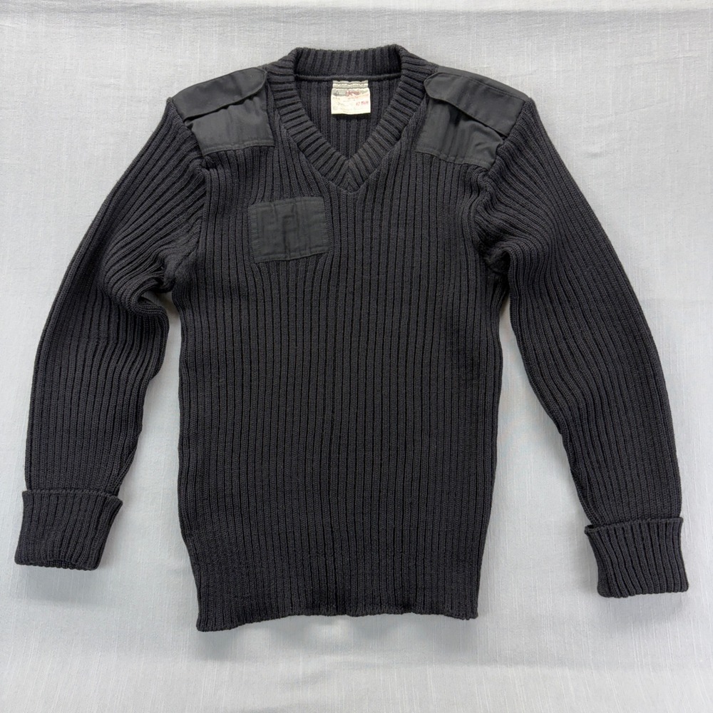 Brigade Quartermasters Sweater Mens 42 Woolly Pully Black Wool Military Patch